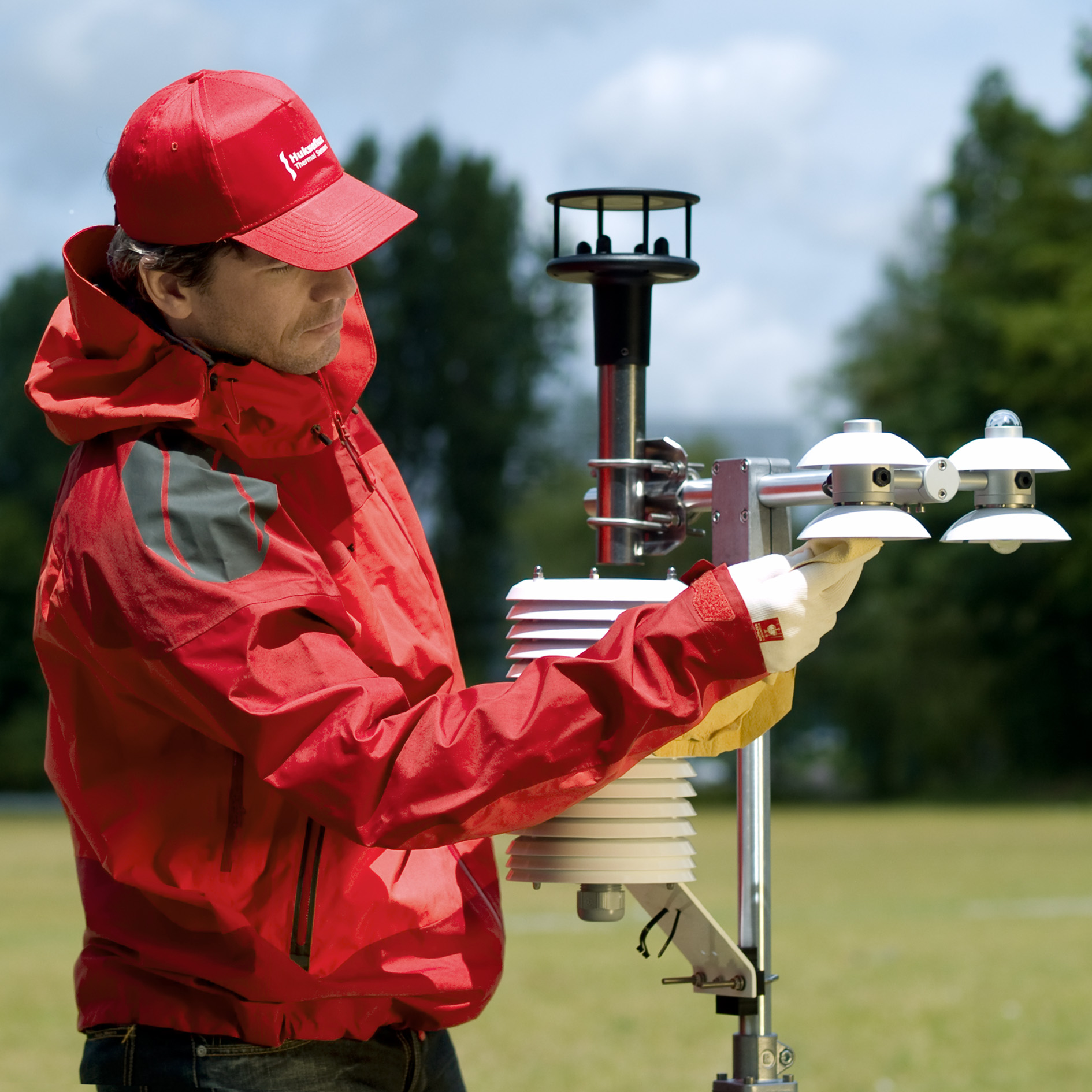 NR01 radiometer including downfacing pyranometer installed on meteorological station.